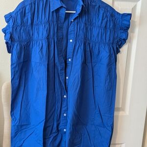 Vibrant Blue Mini Dress with Flutter Sleeves